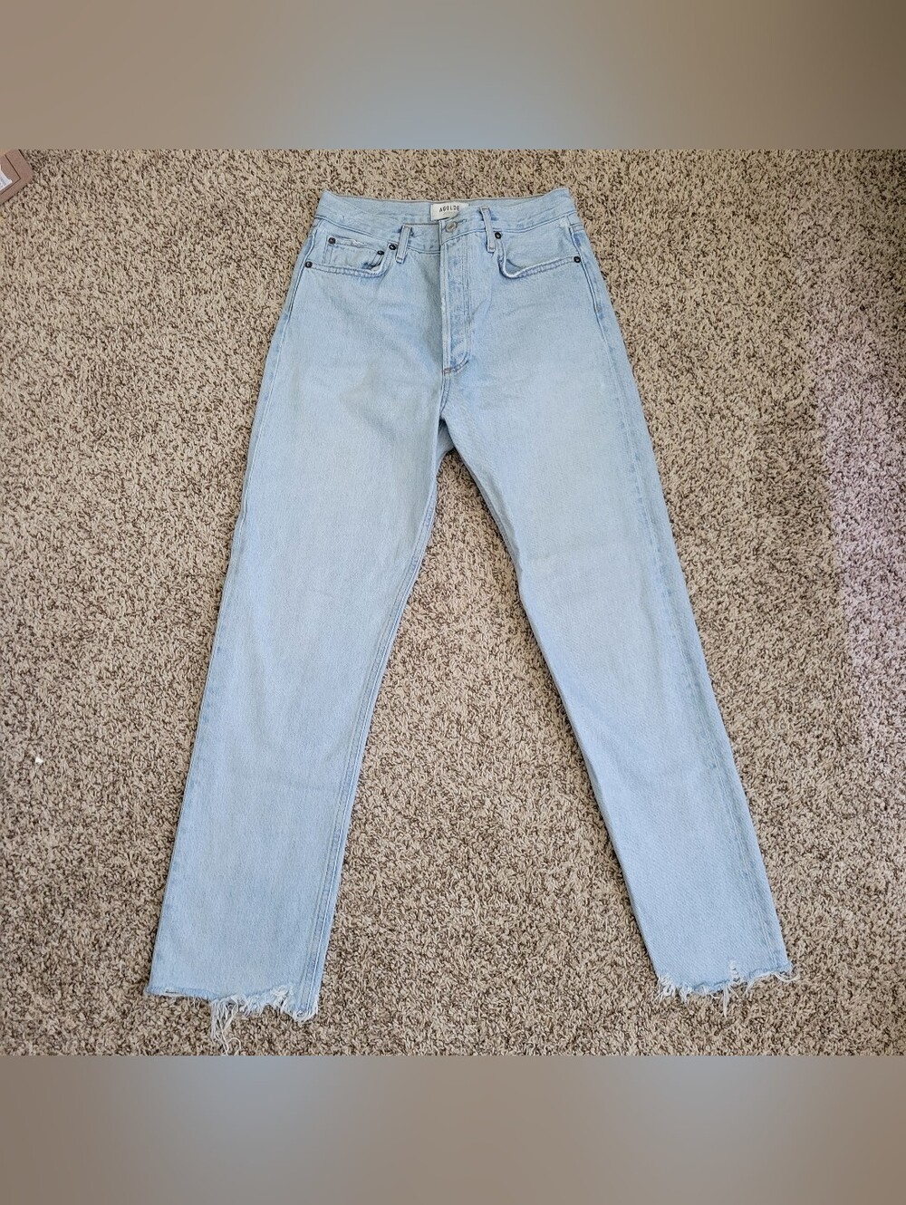 Agolde 90's Pinch Jeans Light Wash Rise Blue Denim High Rise Waist Distressed 27